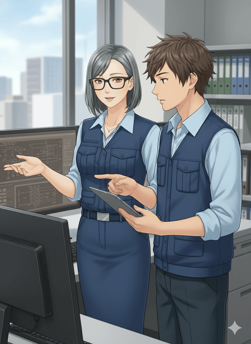 マニュアルがなく、先輩が毎回教えて、若手が聞きにく現場に