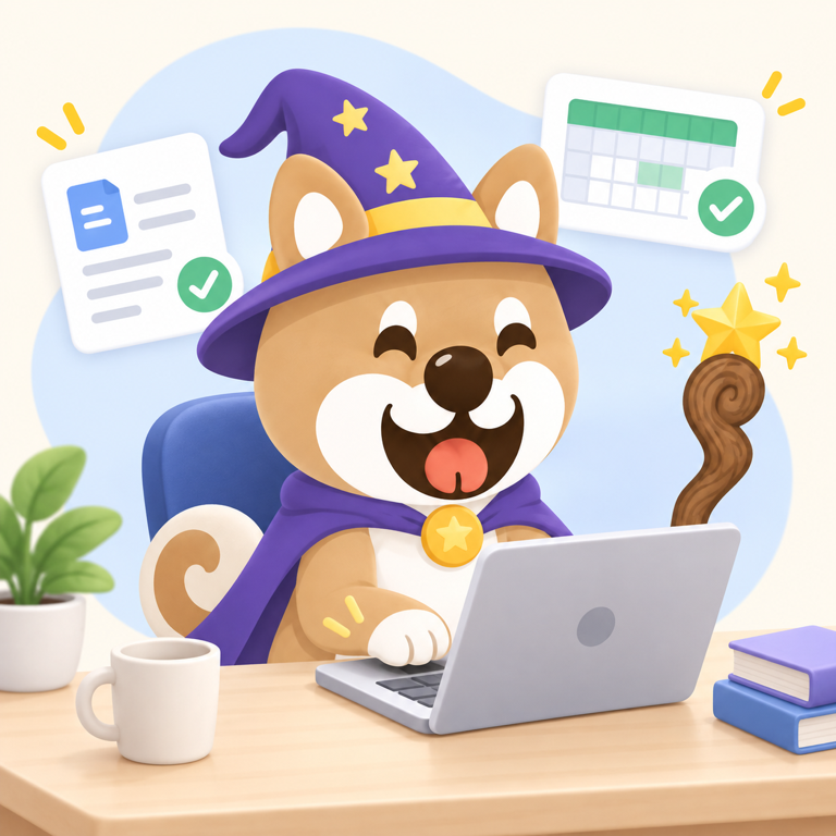 ナッピーがパソコンで仕事を実行する様子
